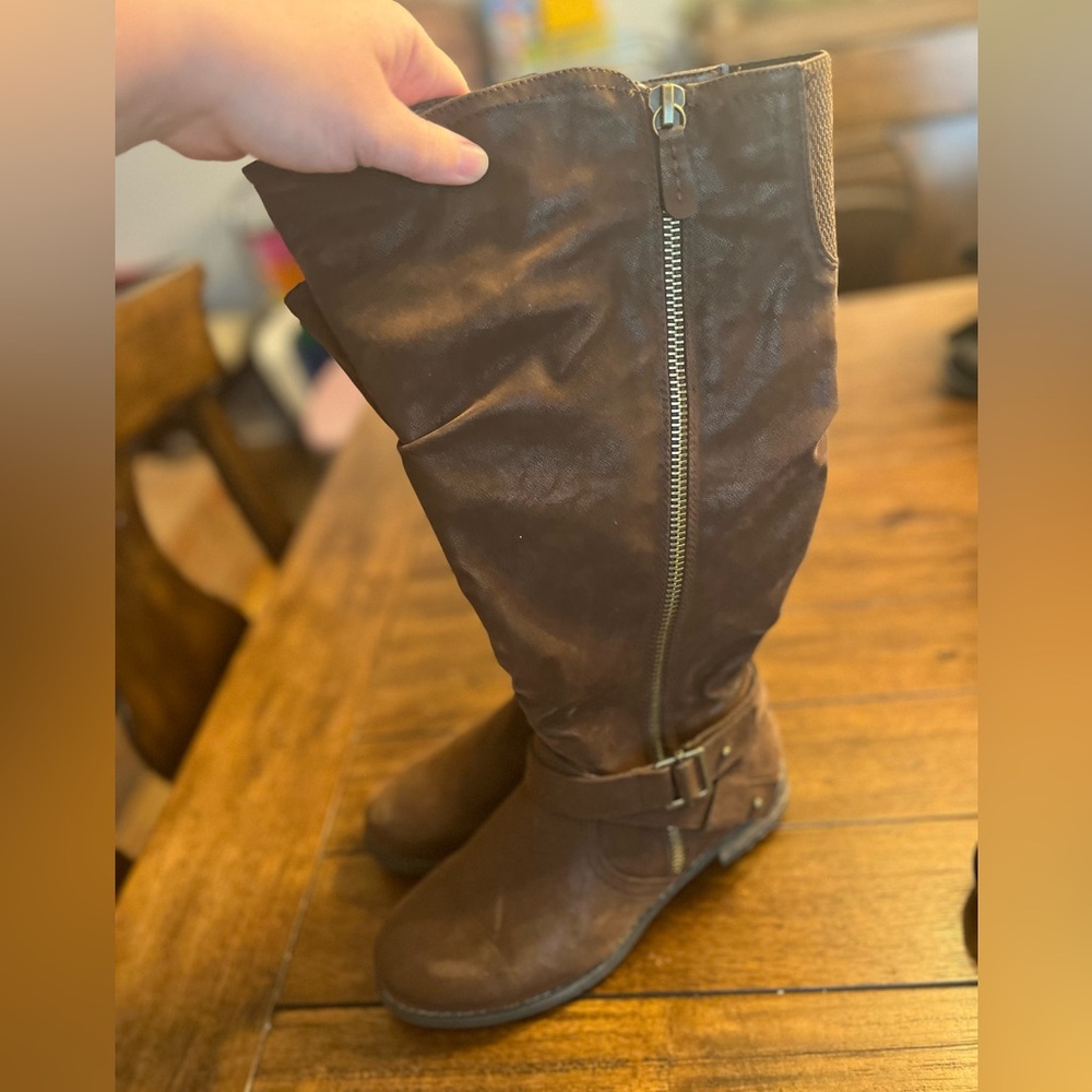 Brown knee high boots